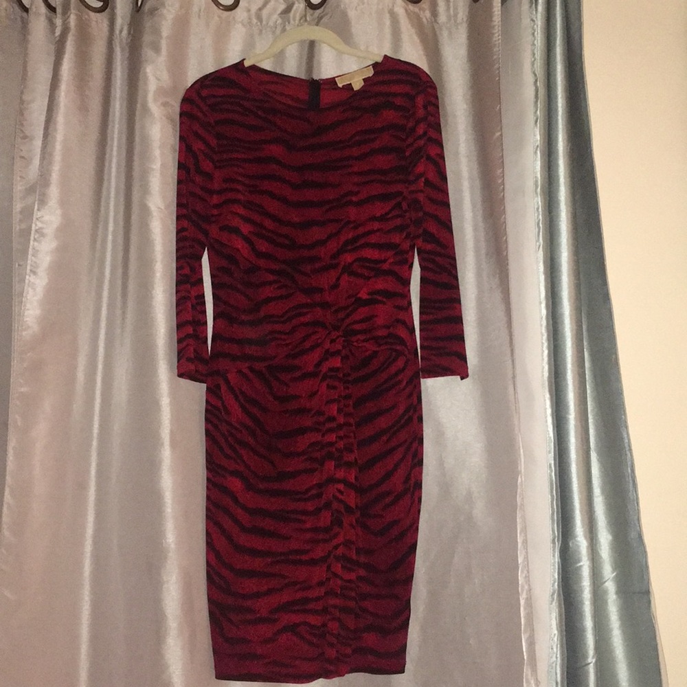 Michael Kors Long Sleeve Zebra Print Dress